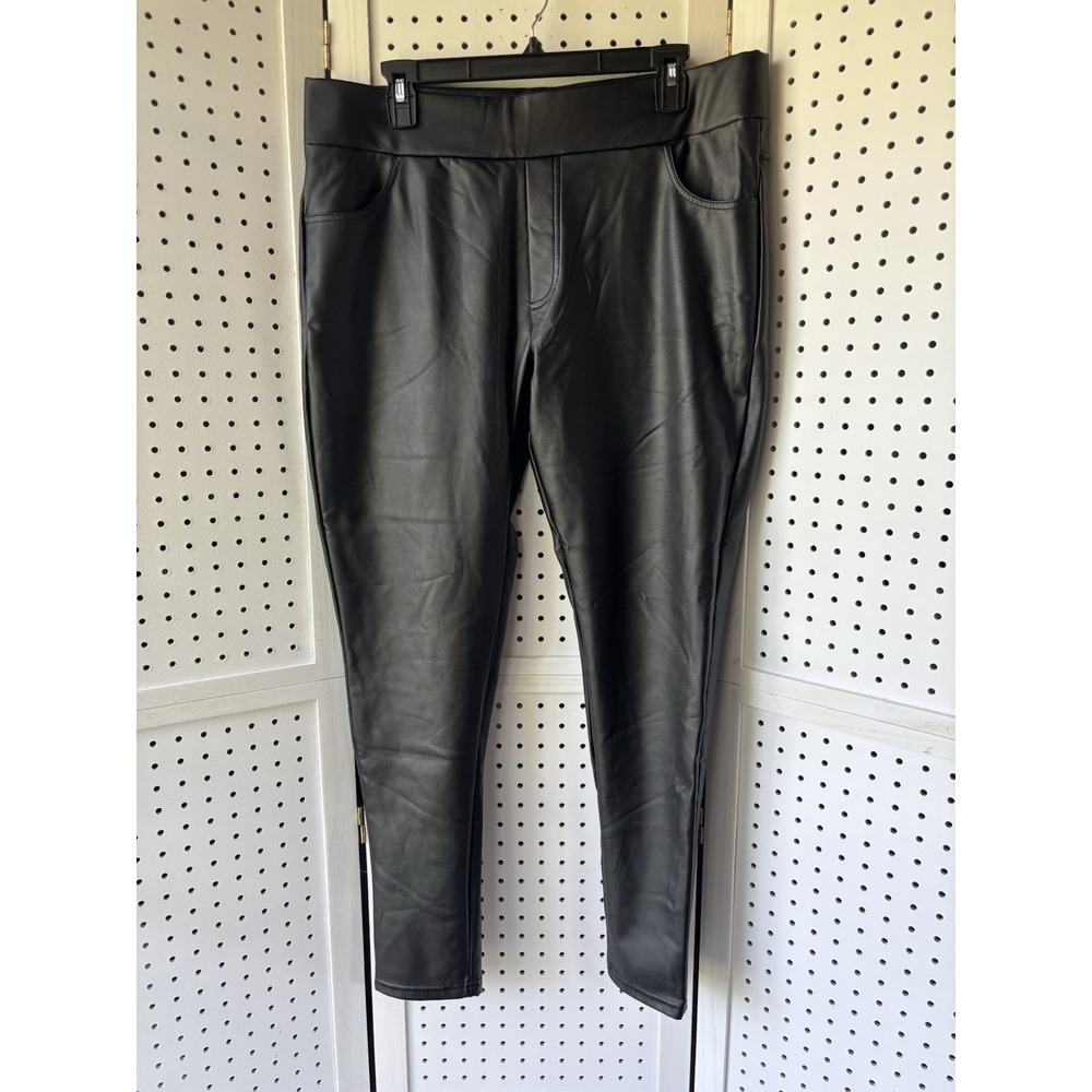 Women's 36" Waist‎ MCEDAR Faux Leather Pull On Pants Black Skinny Lined